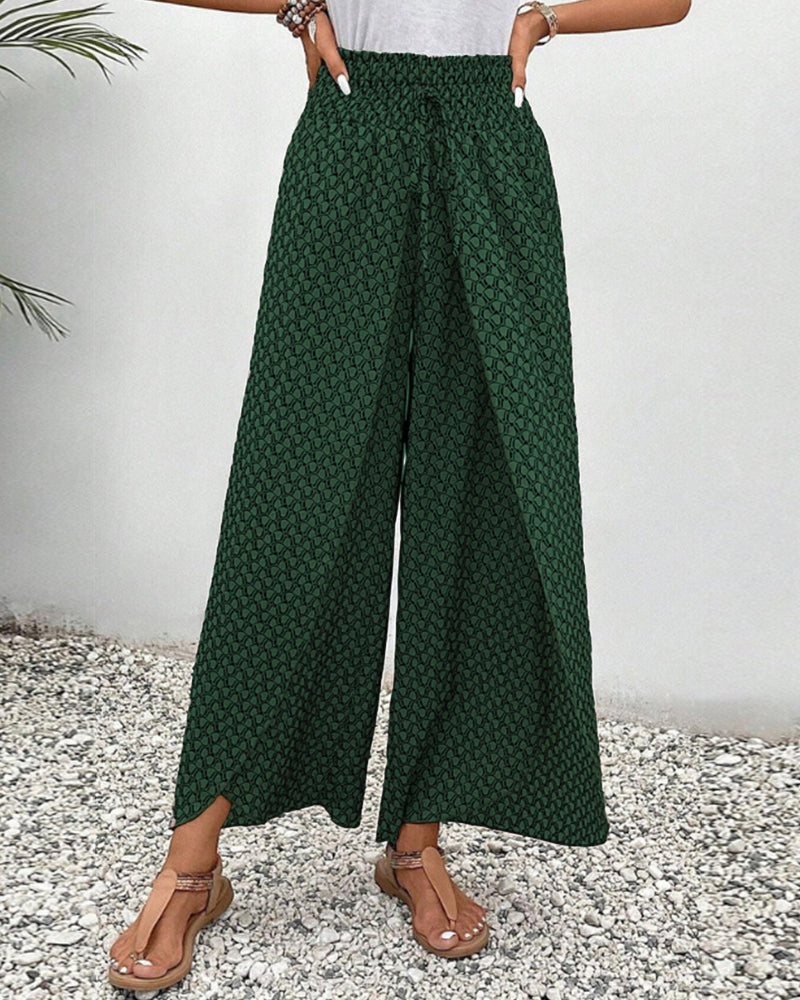 Women's High-Waisted Summer Pants | Geometric Print