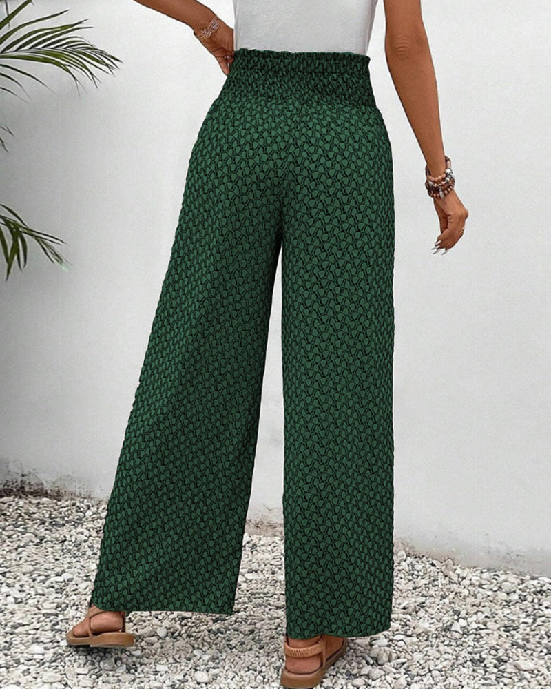 Women's High-Waisted Summer Pants | Geometric Print