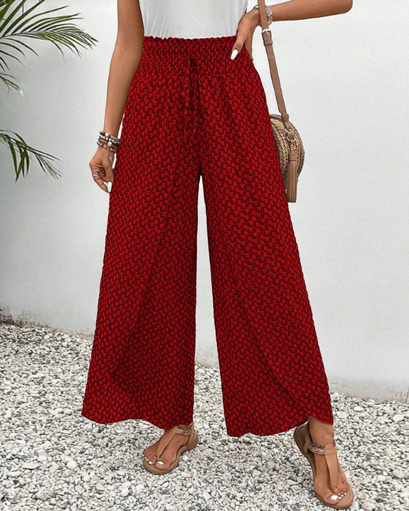 Women's High-Waisted Summer Pants | Geometric Print