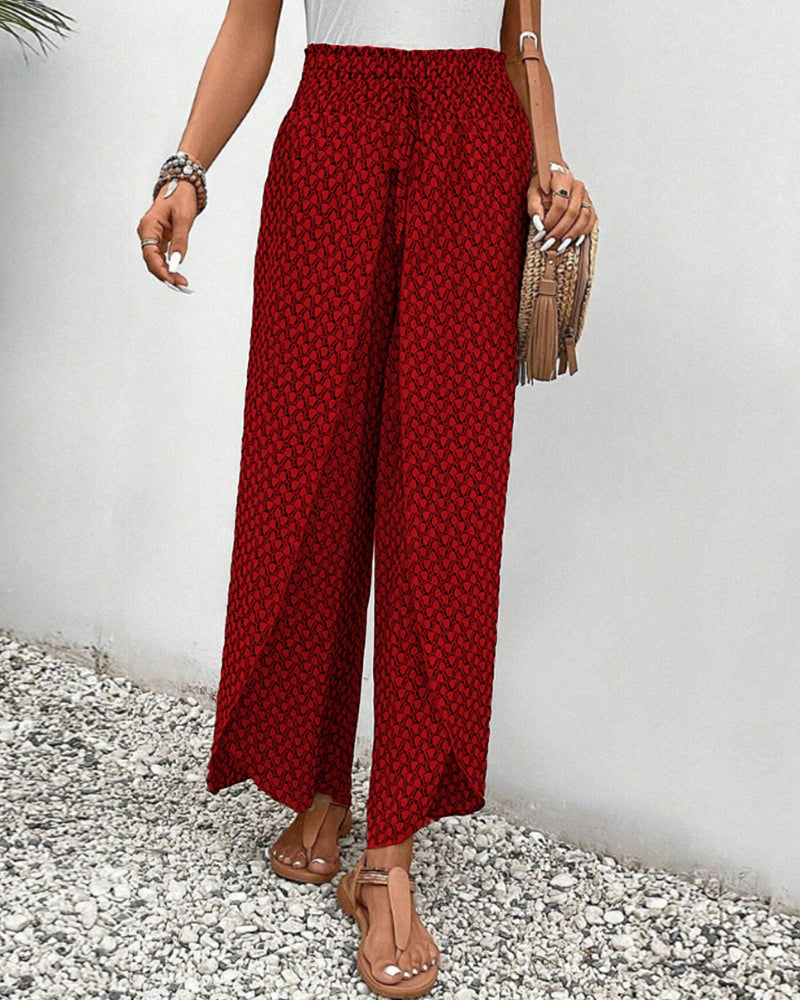 Women's High-Waisted Summer Pants | Geometric Print