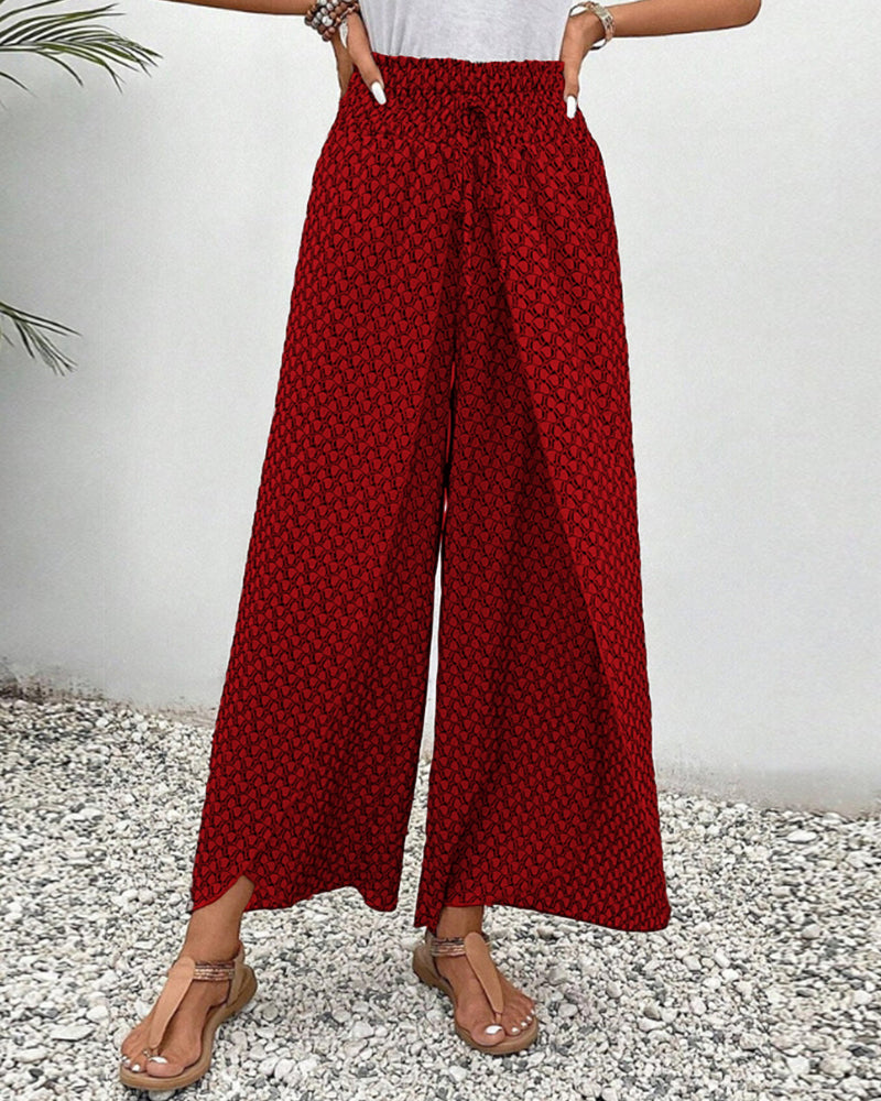 Women's High-Waisted Summer Pants | Geometric Print