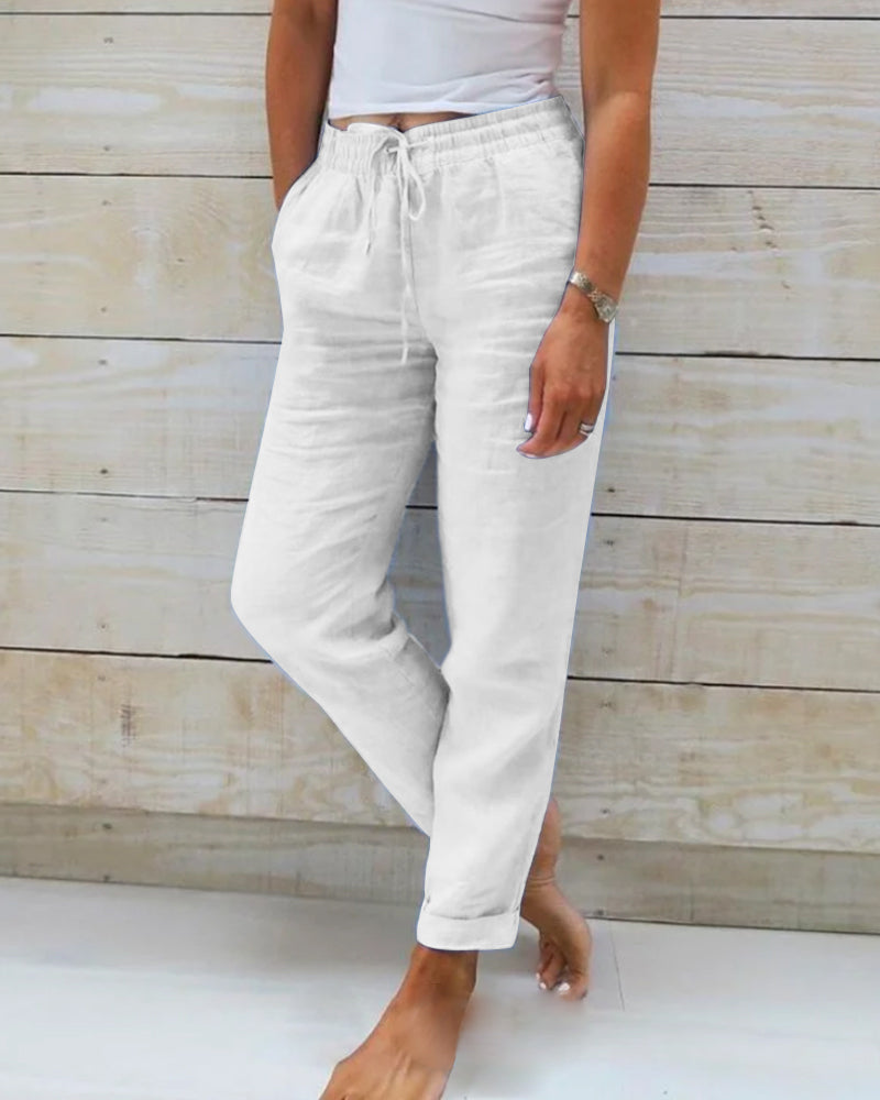 Drawstring Casual Pants | Cropped
