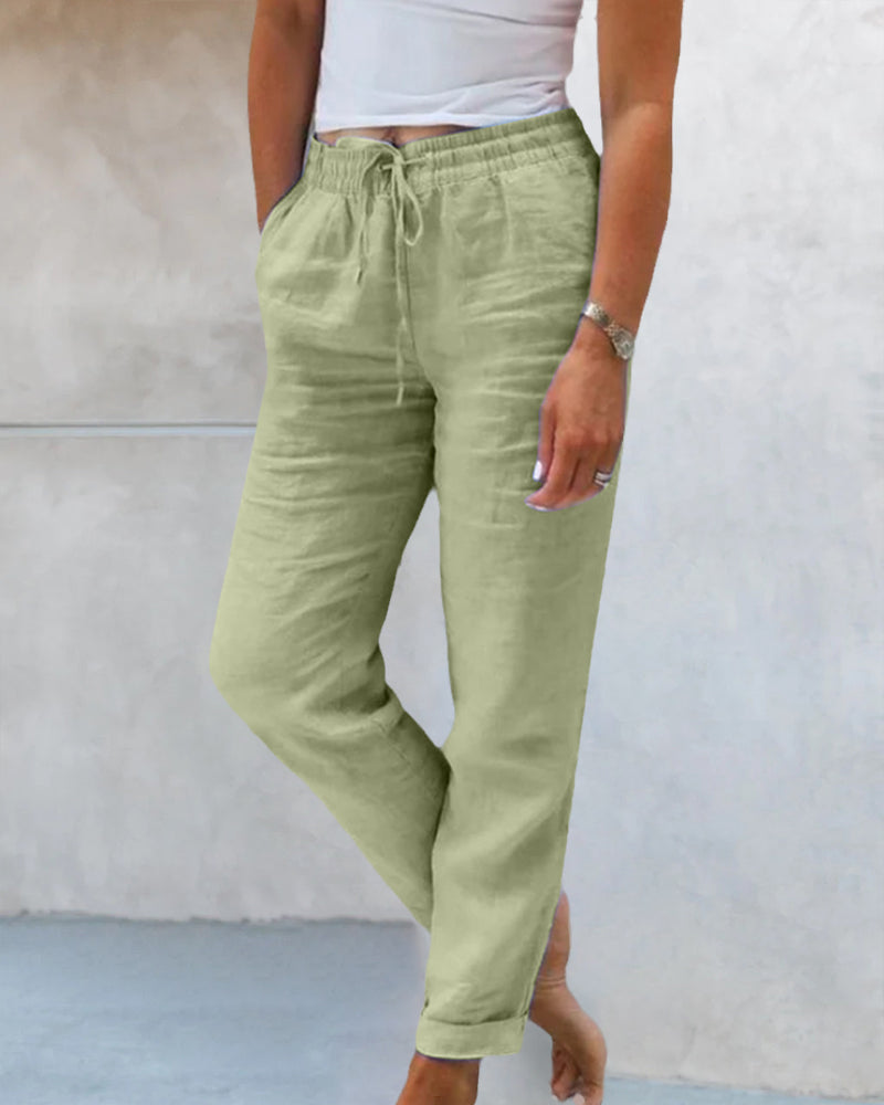 Drawstring Casual Pants | Cropped