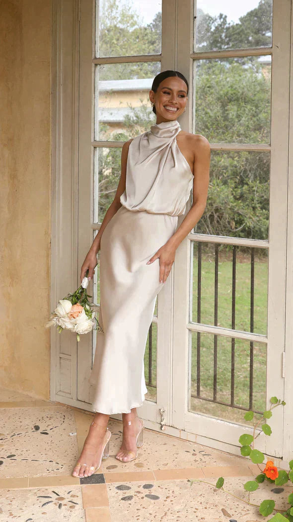 Bridesmaid Halter Dress for Woman | Neck-Holder