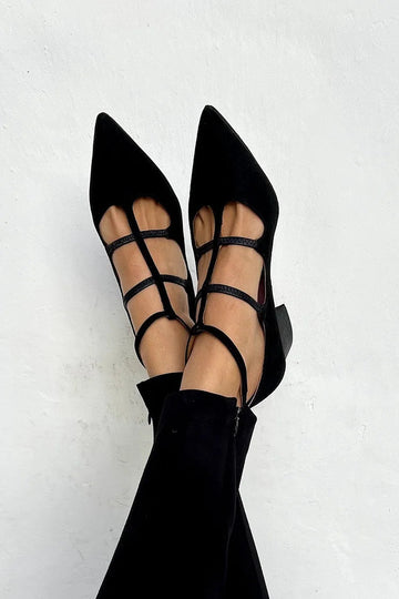 Women's Black Kitten Heel | Strappy