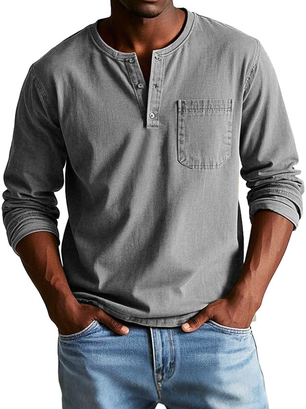 Men's Casual Vintage T Shirt | Long Sleeve