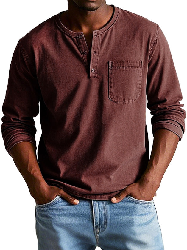 Men's Casual Vintage T Shirt | Long Sleeve