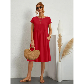 Stylish Summer Dress with Short Sleeves for Women | Midi