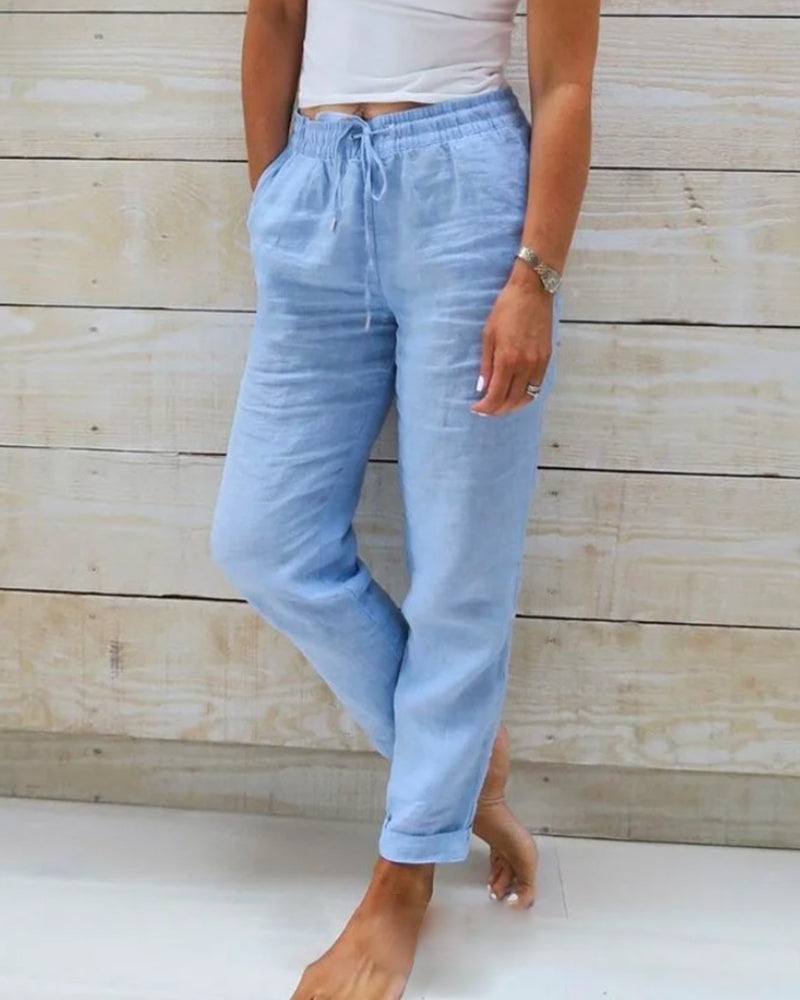 Drawstring Casual Pants | Cropped