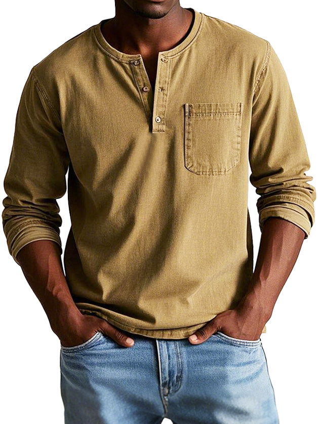 Men's Casual Vintage T Shirt | Long Sleeve