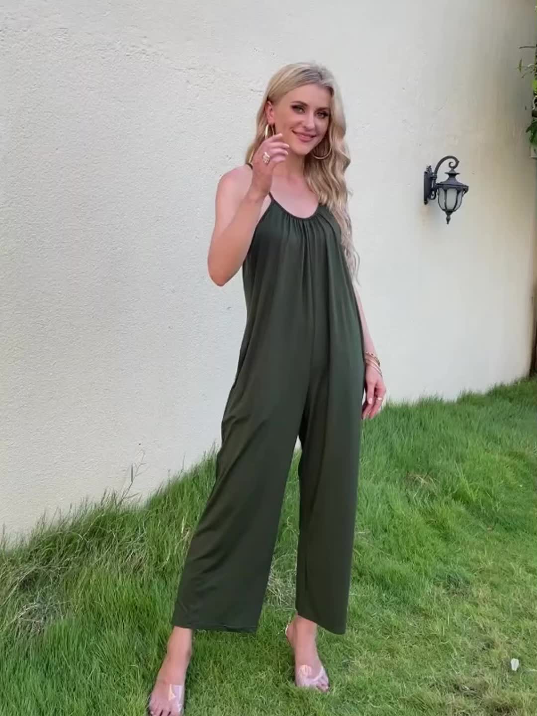 Women's Casual Sleeveless Jumpsuit with Pockets | Summer Overall