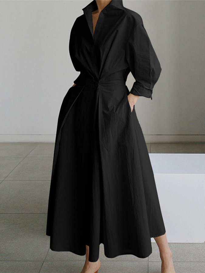 Women's Long Sleeve Maxi Dress | Pockets