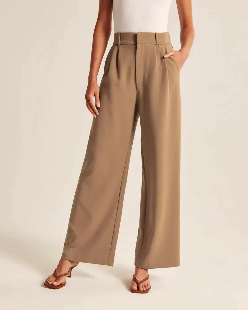 Hazel | Brown Wide-Leg Pants