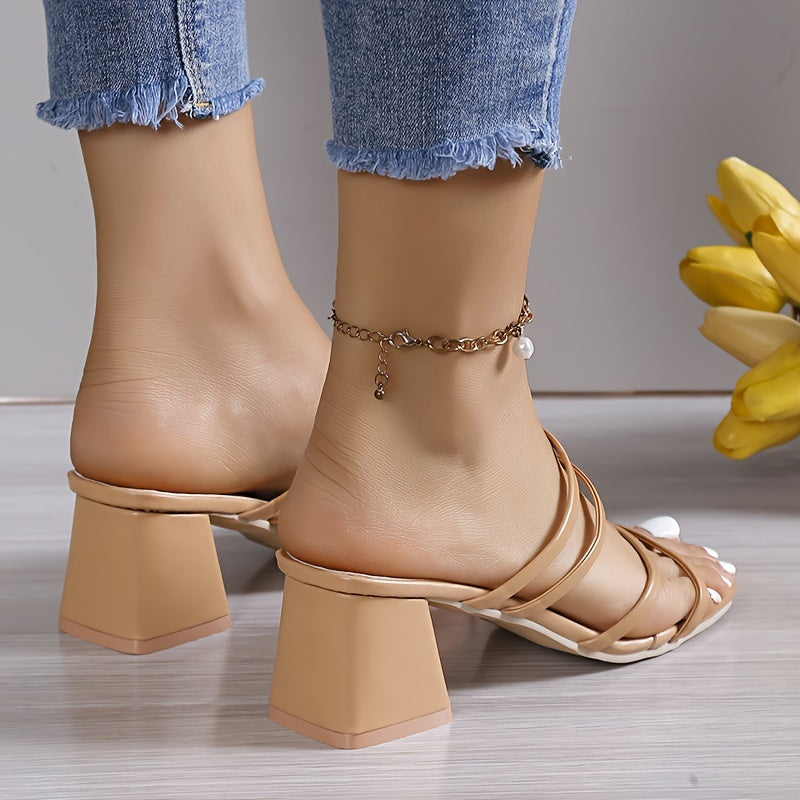 Women's Chunky Nude Heels | Sandals