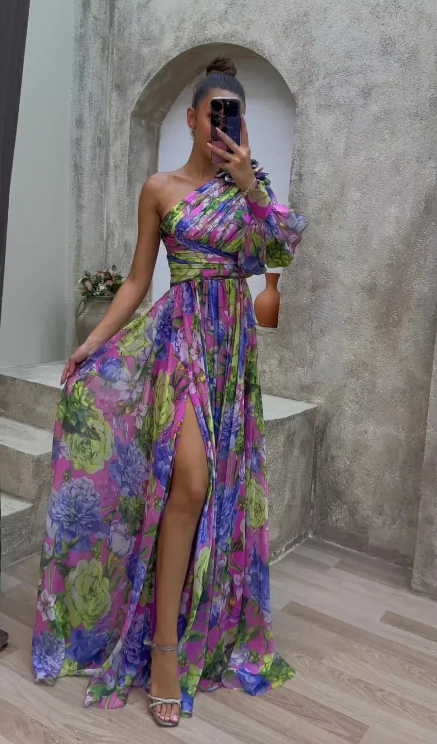 Formal Floral Shoulder Dress for Women | Maxi