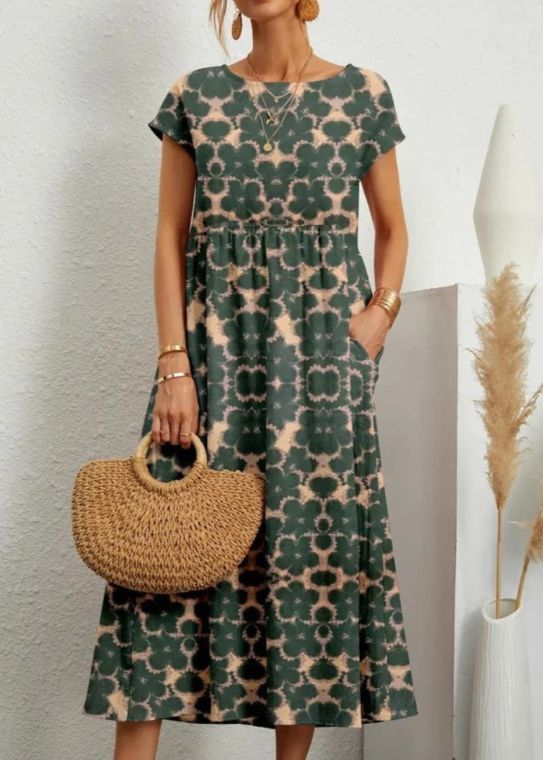 Womens Maxi Print Dress Boho