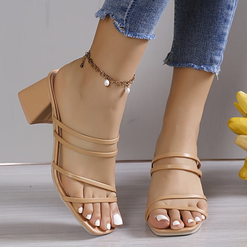 Women's Chunky Nude Heels | Sandals