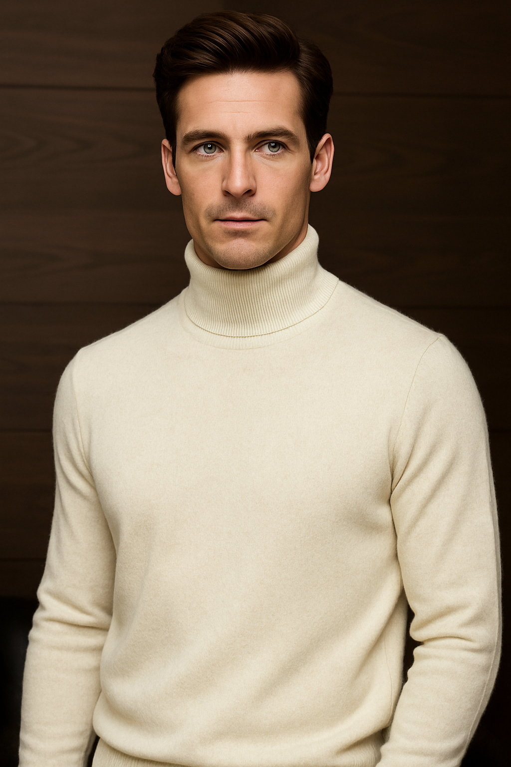 Men's Wool Blend Turtleneck Sweater – Classic Fit Winter Pullover