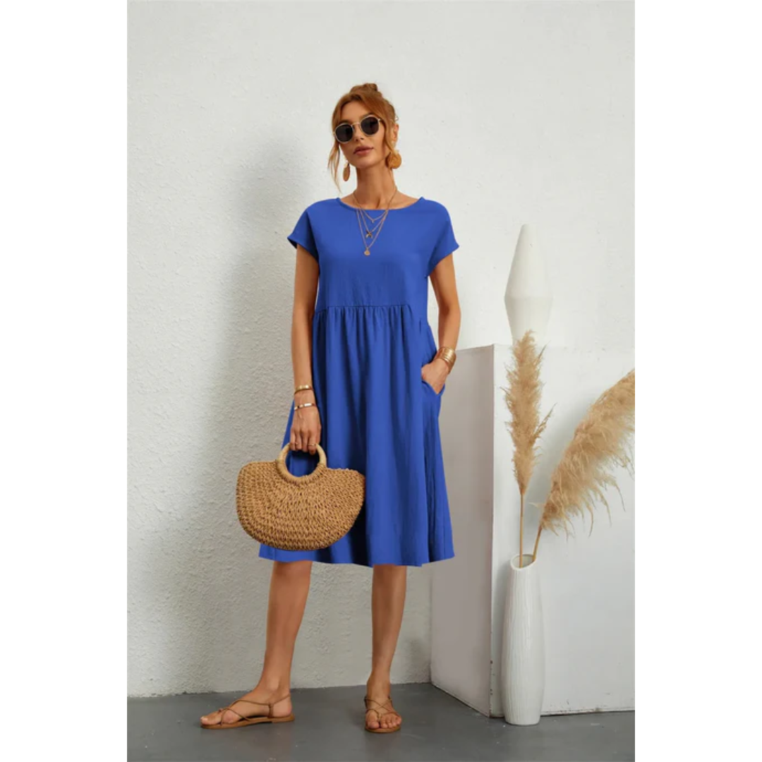Stylish Summer Dress with Short Sleeves for Women | Midi