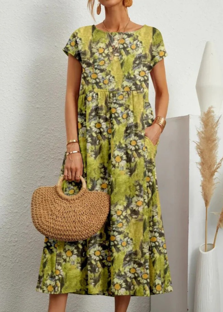 Womens Maxi Print Dress Boho