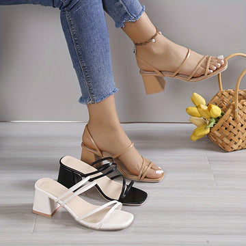 Women's Chunky Nude Heels | Sandals