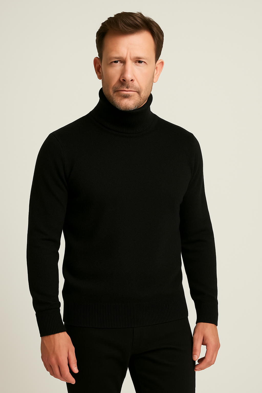 Men's Wool Blend Turtleneck Sweater – Classic Fit Winter Pullover