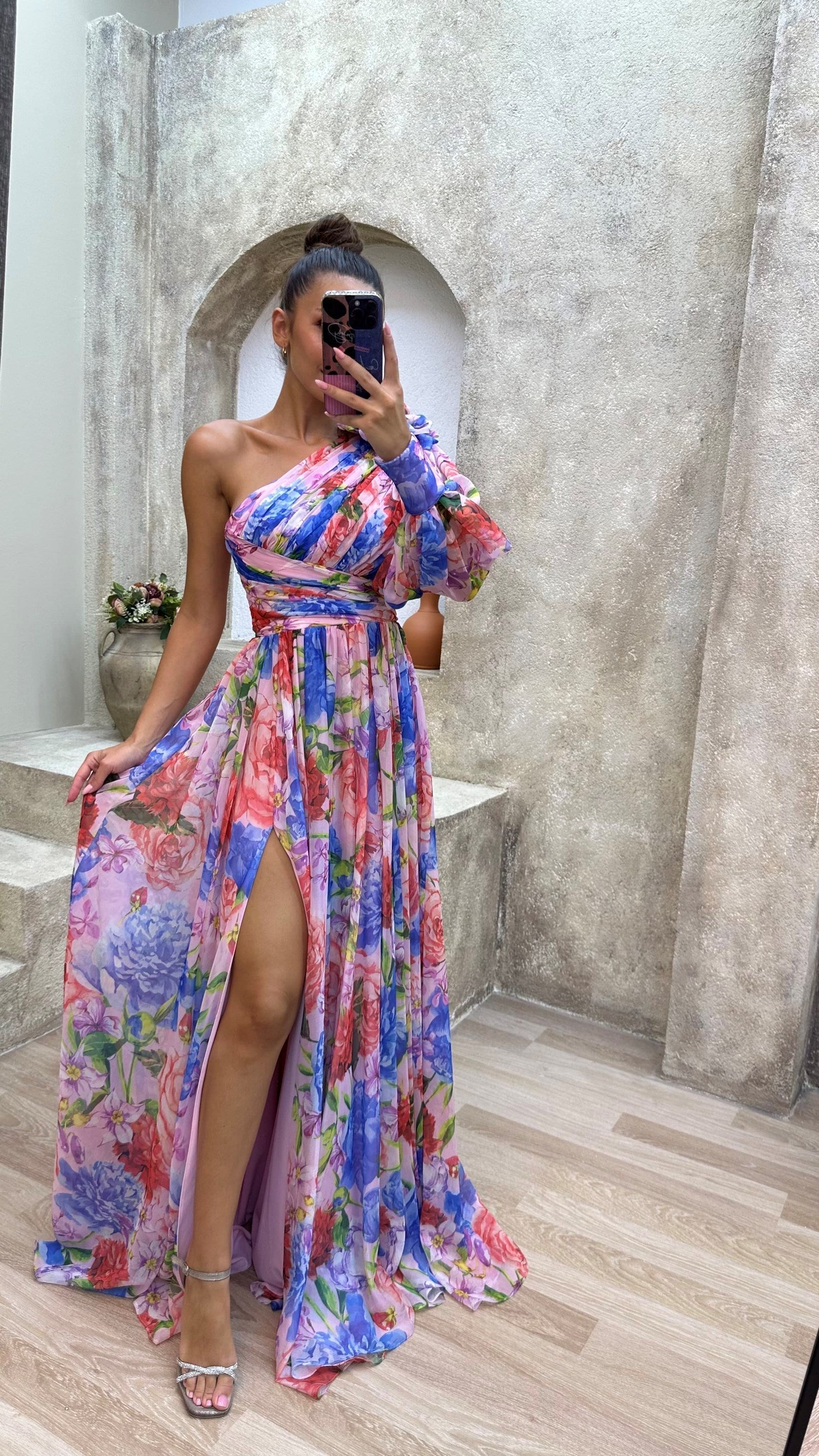 Formal Floral Shoulder Dress for Women | Maxi