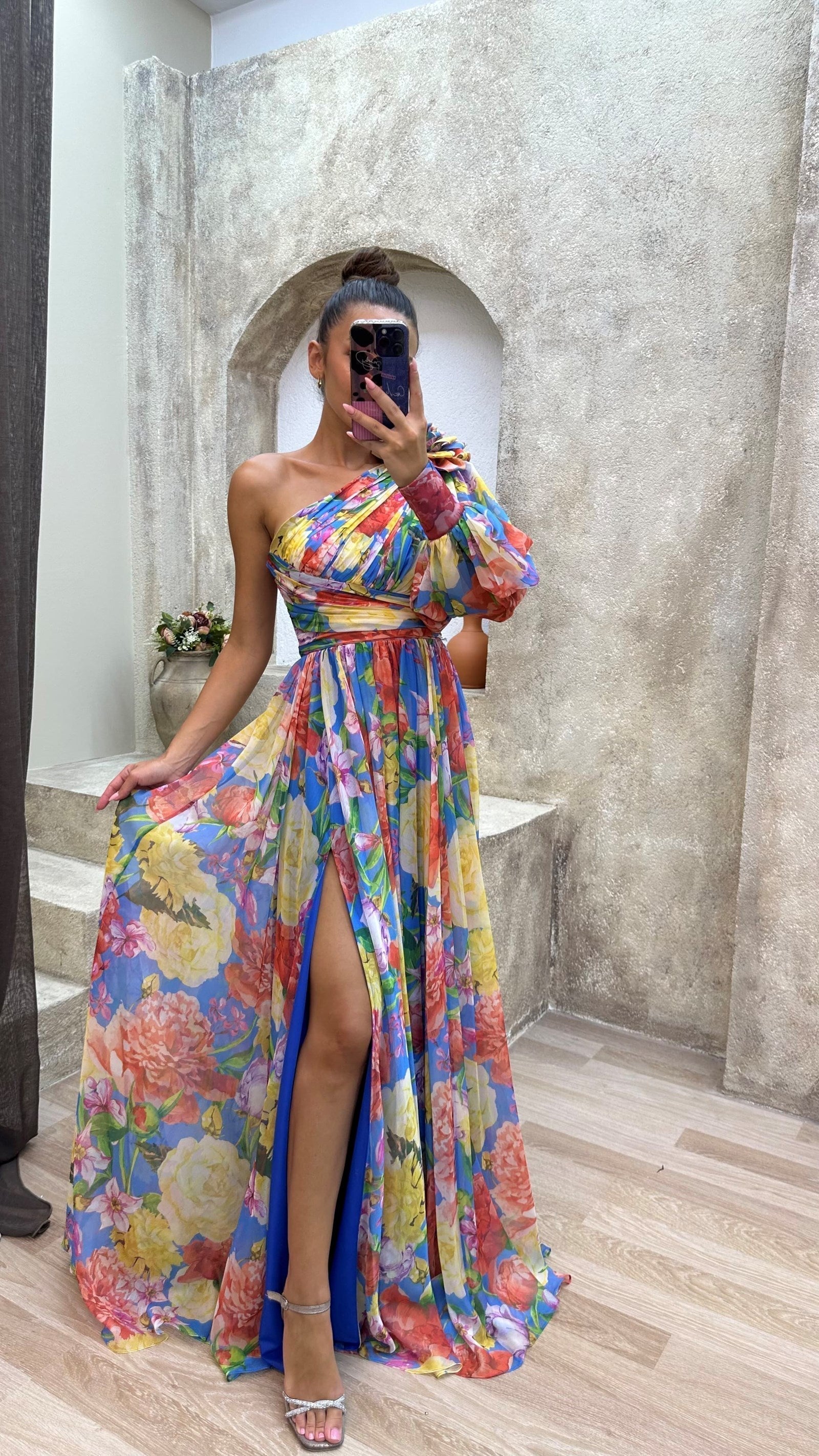 Formal Floral Shoulder Dress for Women | Maxi