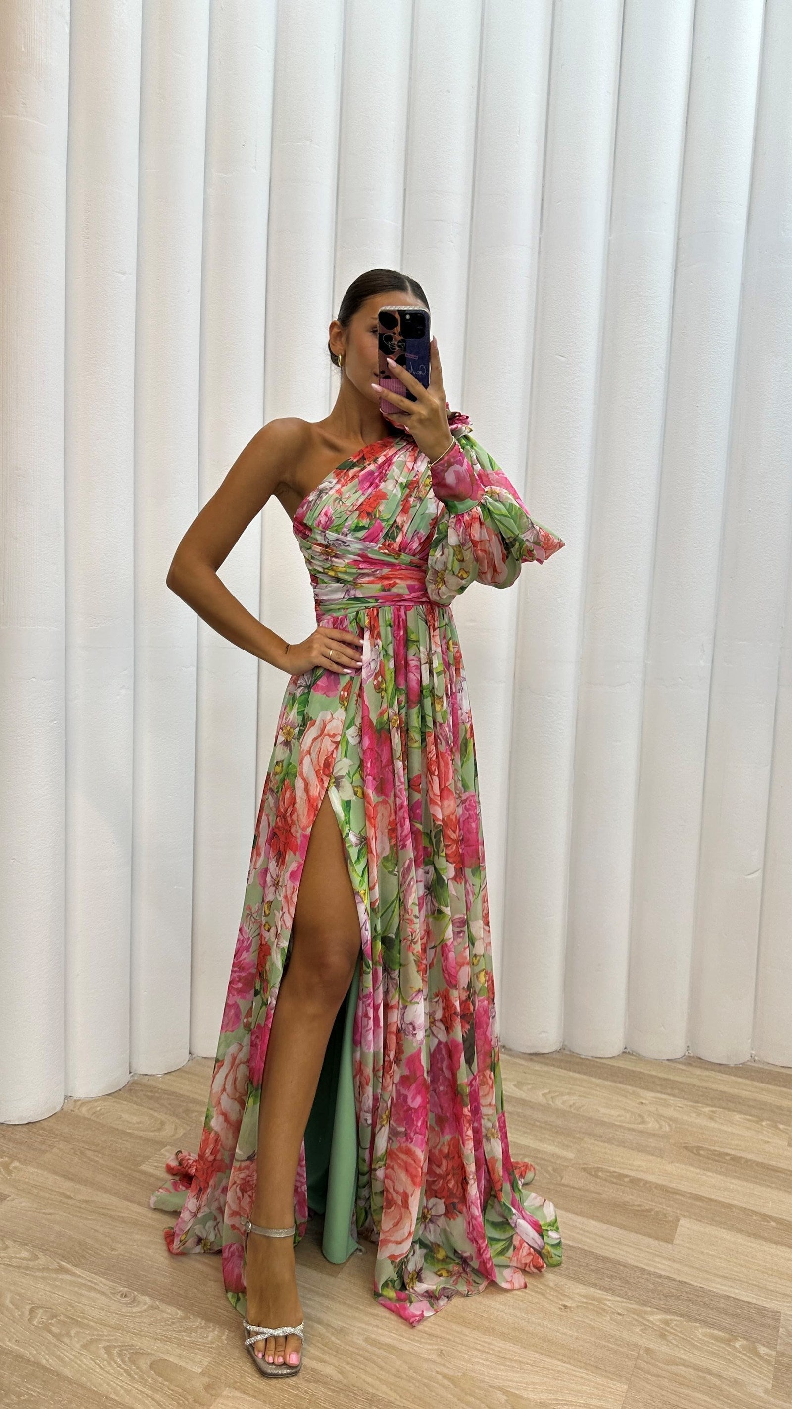 Formal Floral Shoulder Dress for Women | Maxi