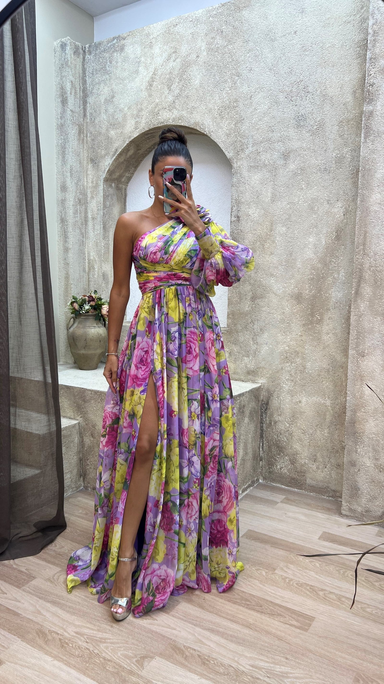 Formal Floral Shoulder Dress for Women | Maxi