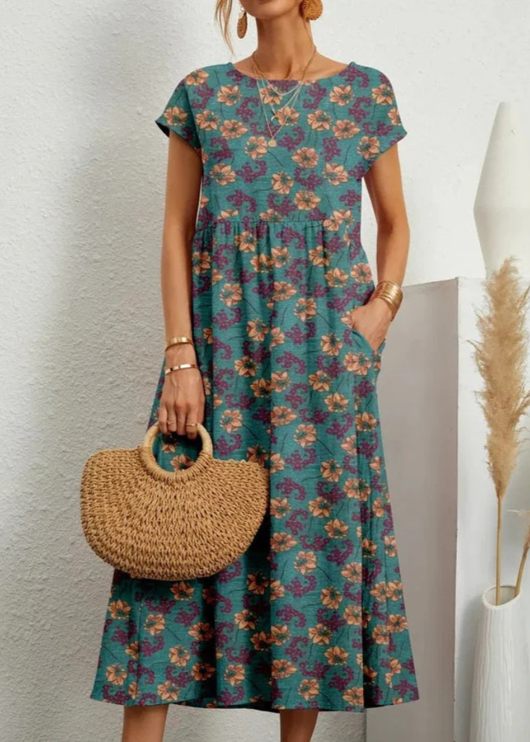 Womens Maxi Print Dress Boho