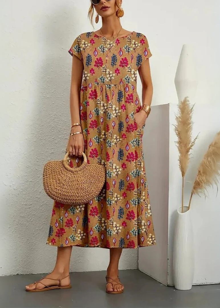 Womens Maxi Print Dress Boho