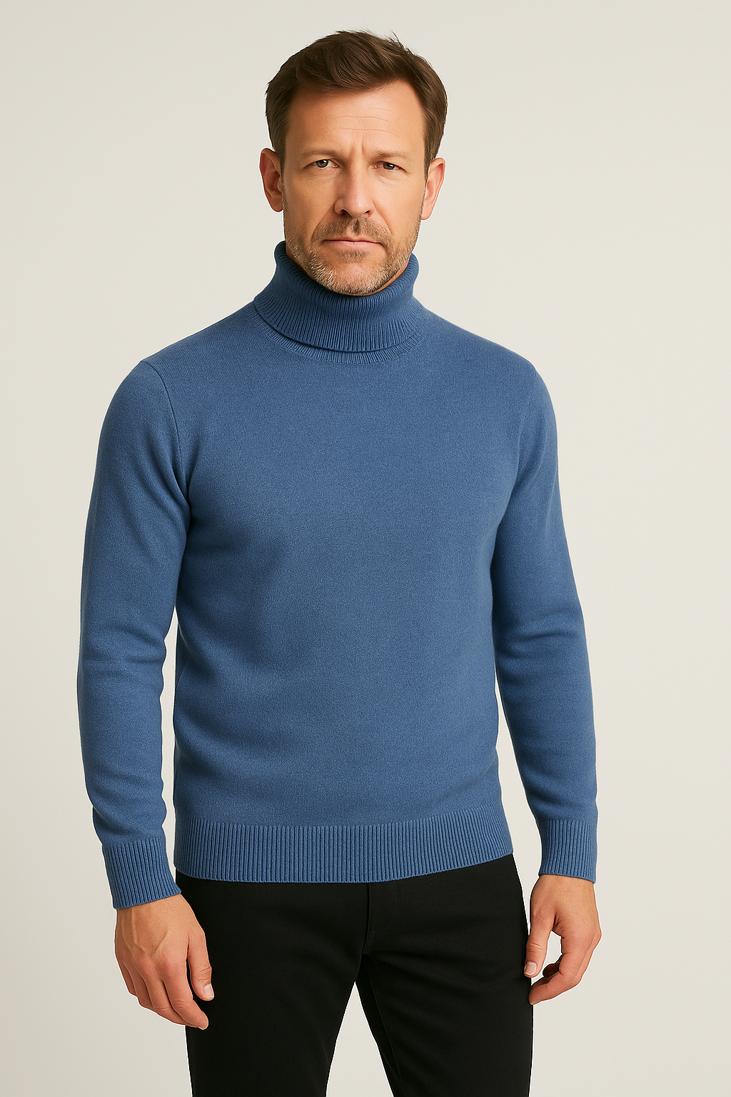 Men's Wool Blend Turtleneck Sweater – Classic Fit Winter Pullover