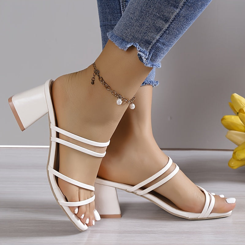 Women's Chunky Nude Heels | Sandals