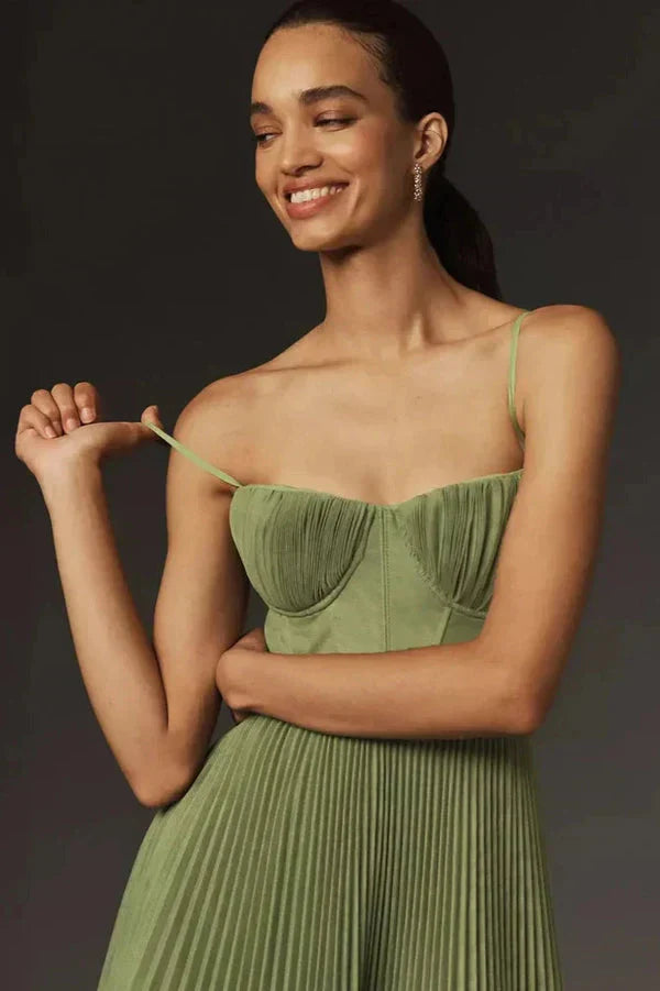 Women's Green Summer Midi Dress | Strap