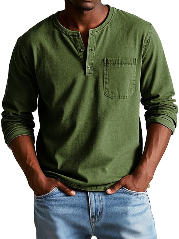 Men's Casual Vintage T Shirt | Long Sleeve