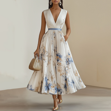 Women's Floral Wedding Guest Dress | Blue and White