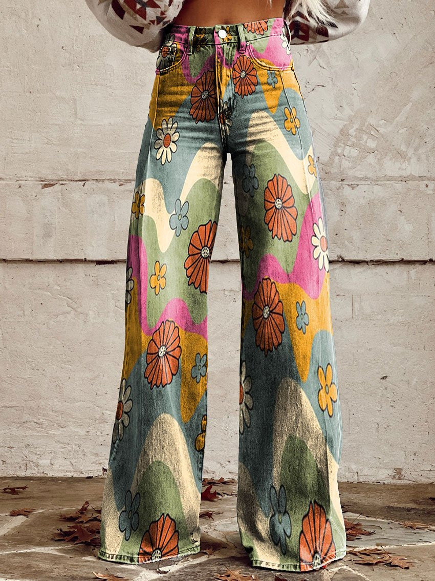 Women's Flower Print Summer Pants  | BOHO