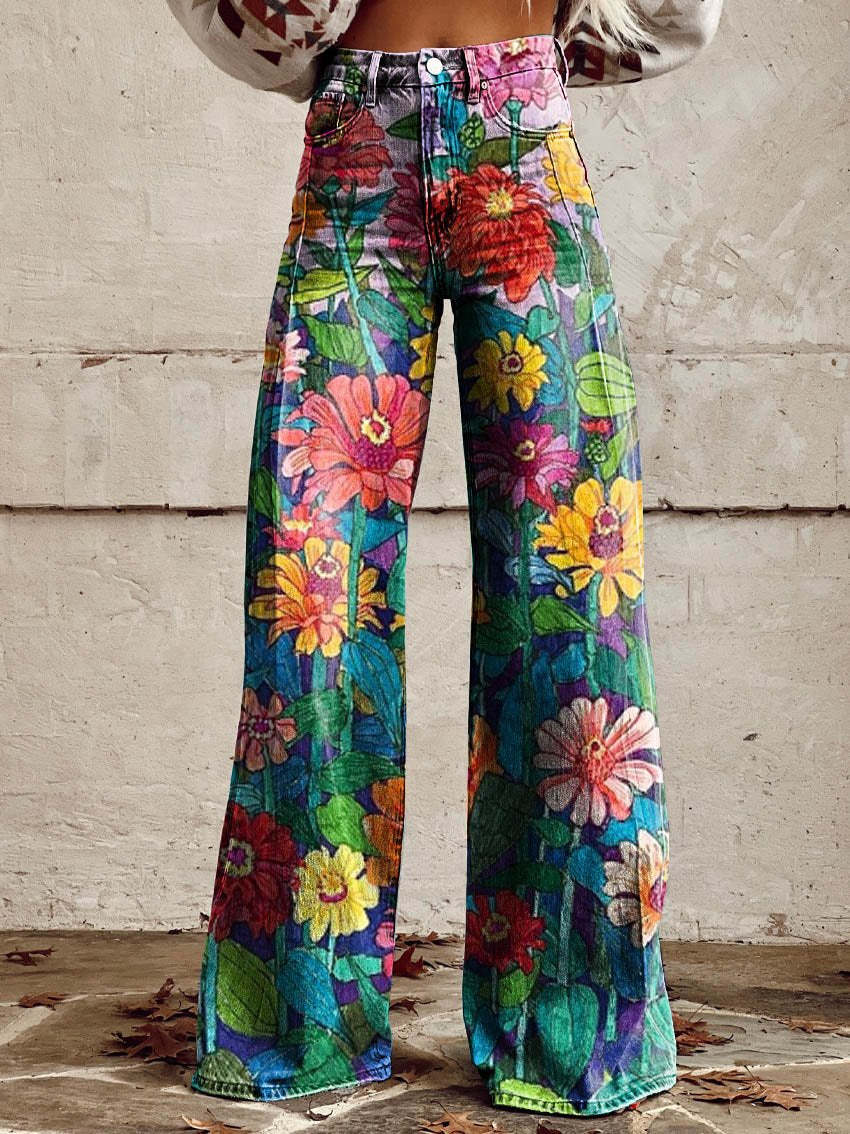 Women's Flower Print Summer Pants  | BOHO