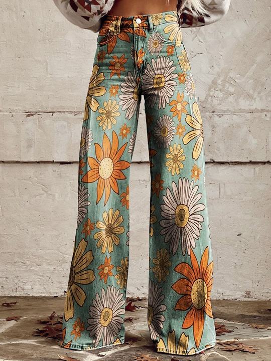Women's Flower Print Summer Pants  | BOHO