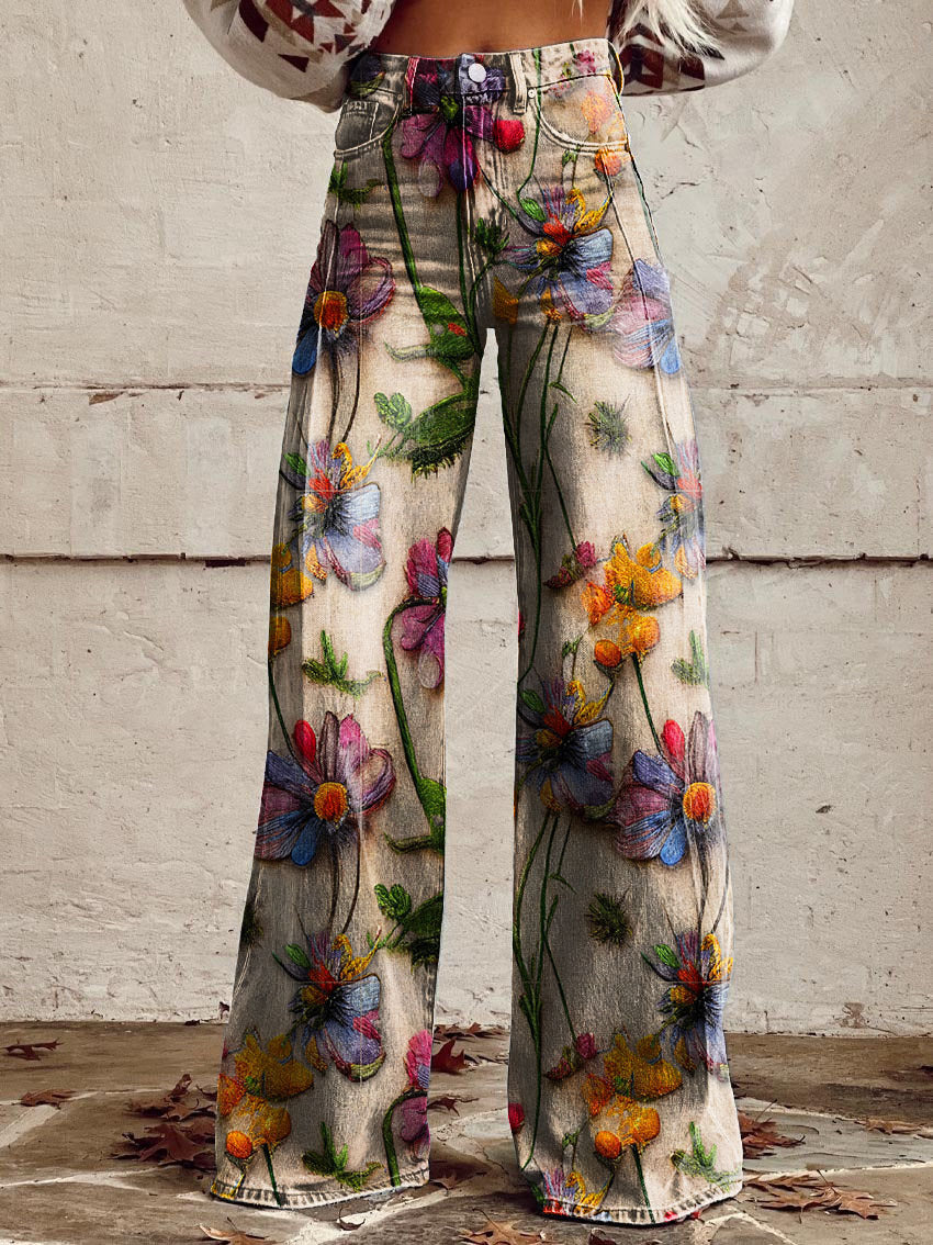 Women's Flower Print Summer Pants  | BOHO