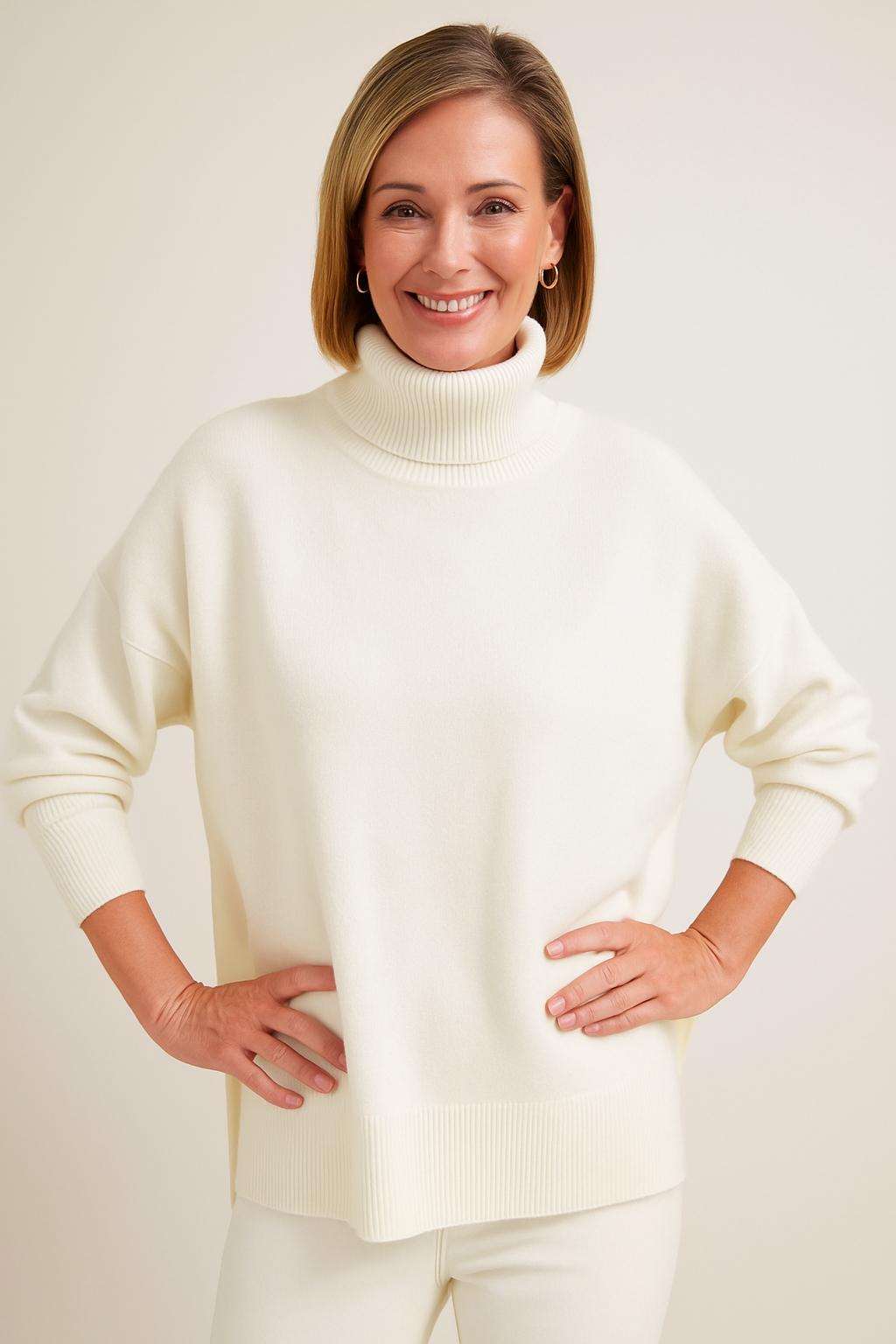 Oversized Ribbed Turtleneck Sweater for Women