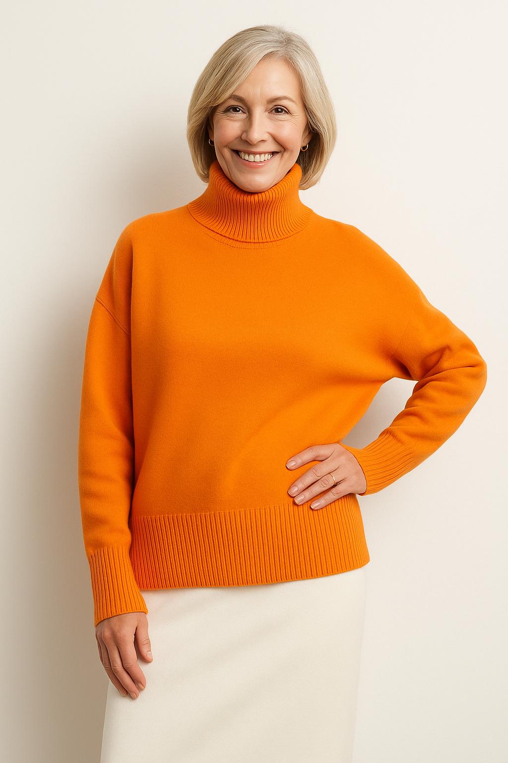 Oversized Ribbed Turtleneck Sweater for Women