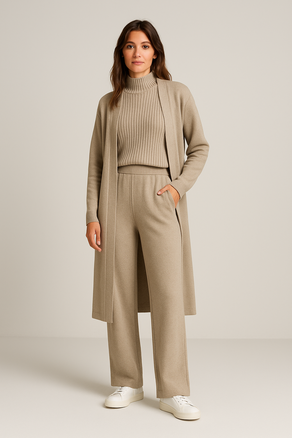 Ribbed Knit Three-Piece Lounge Set for Women