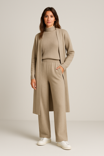 Ribbed Knit Three-Piece Lounge Set for Women