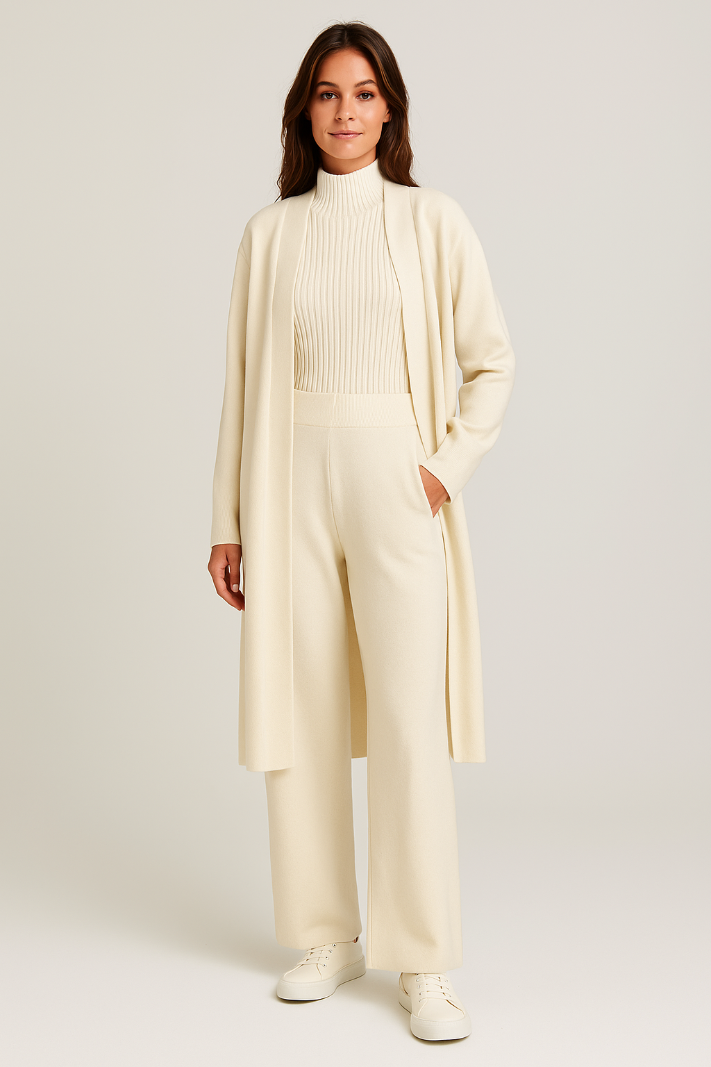 Ribbed Knit Three-Piece Lounge Set for Women