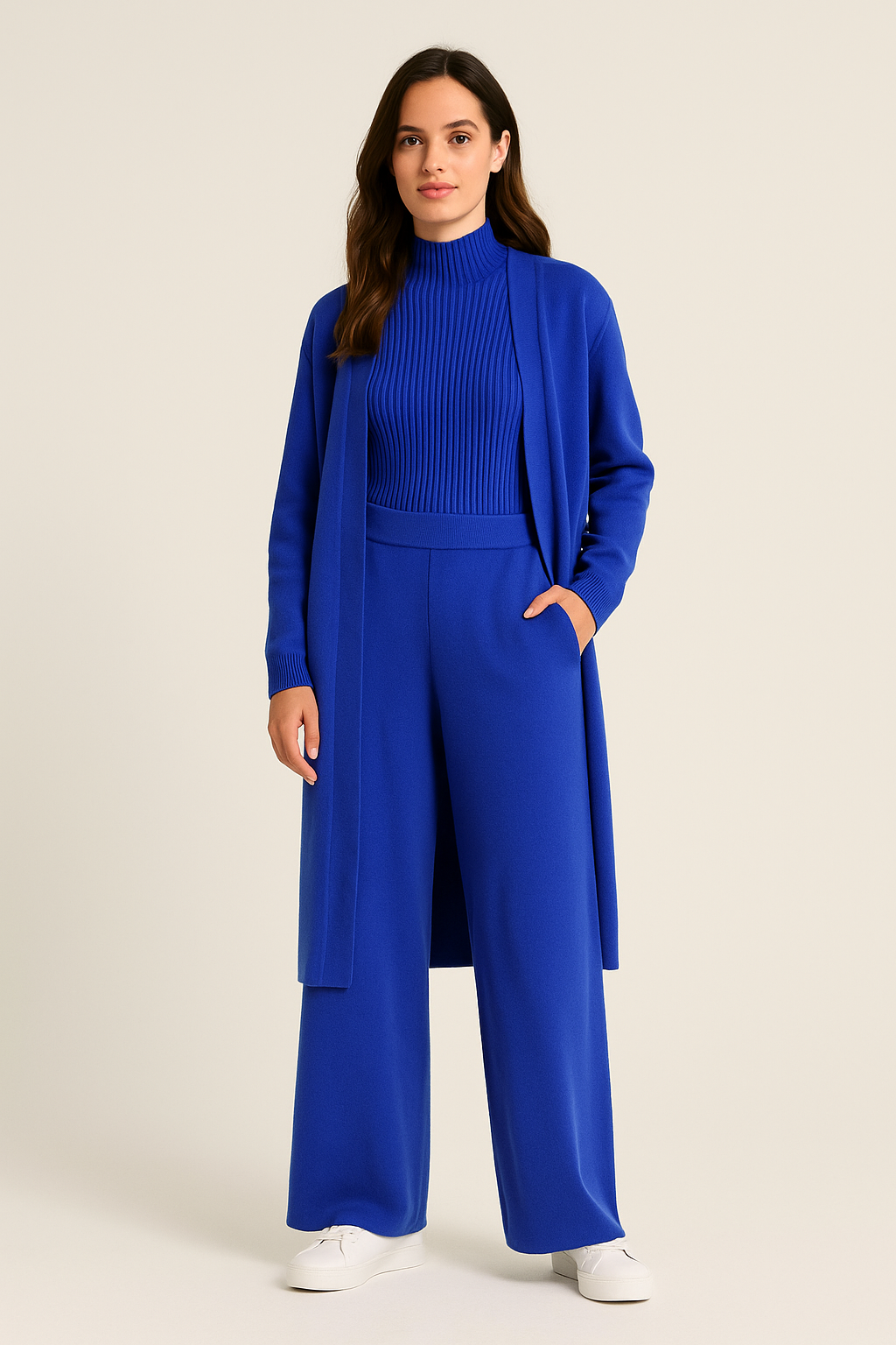 Ribbed Knit Three-Piece Lounge Set for Women