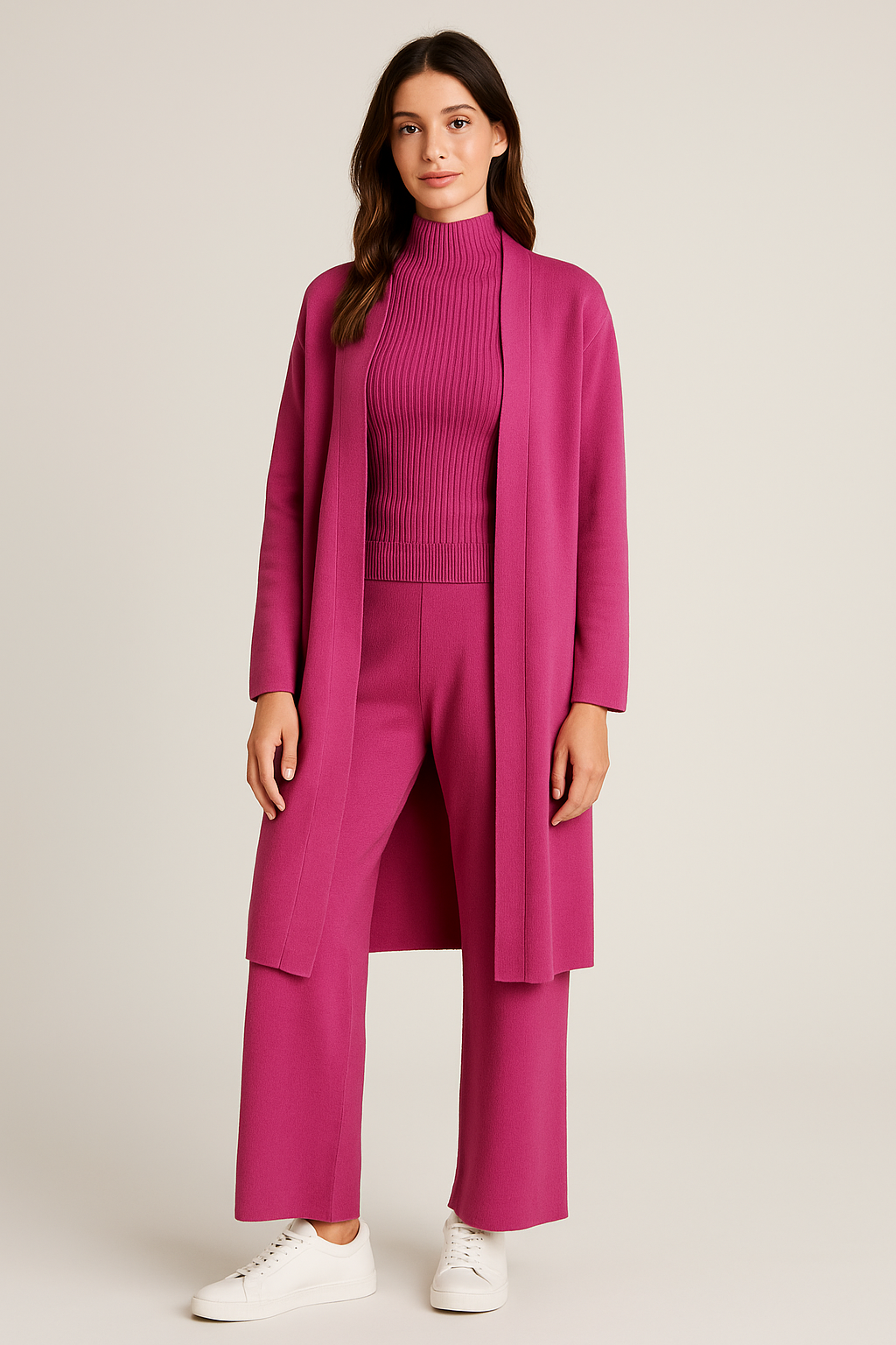 Ribbed Knit Three-Piece Lounge Set for Women