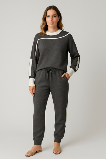 Contrast Trim Knit Lounge Set for Women