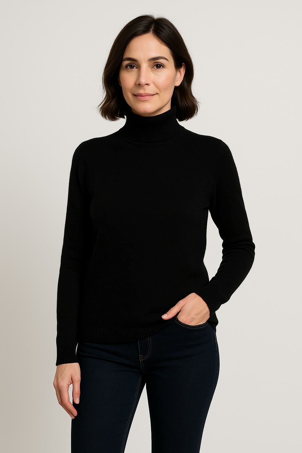 Women's Ribbed Turtleneck Sweater – Classic Fit, Long Sleeve Knit Pullover